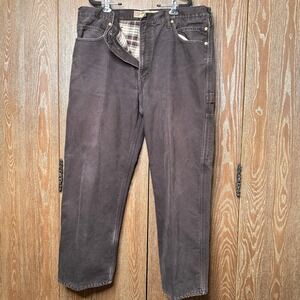 VTG Y2K Levis 550 Flannel Lined Relaxed Fit Carpenter Jean Men 40x30 Brown Denim
